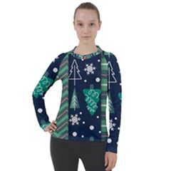 Flat Design Christmas Pattern Set Women s Pique Long Sleeve Tee