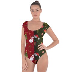 Hand Drawn Christmas Pattern Collection Short Sleeve Leotard  by Vaneshart