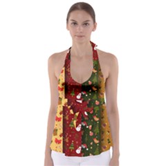 Hand Drawn Christmas Pattern Collection Babydoll Tankini Top