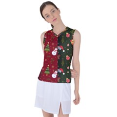 Hand Drawn Christmas Pattern Collection Women s Sleeveless Sports Top