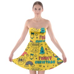 Colorful Funny Christmas Pattern Cool Ho Ho Ho Lol Strapless Bra Top Dress