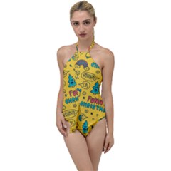 Colorful Funny Christmas Pattern Cool Ho Ho Ho Lol Go With The Flow One Piece Swimsuit