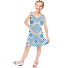 Beautiful Knitted Christmas Pattern Blue White Kids  Tunic Dress by Vaneshart