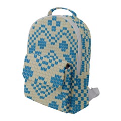 Beautiful Knitted Christmas Pattern Blue White Flap Pocket Backpack (large) by Vaneshart