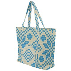 Beautiful Knitted Christmas Pattern Blue White Zip Up Canvas Bag by Vaneshart