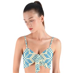 Beautiful Knitted Christmas Pattern Blue White Woven Tie Front Bralet