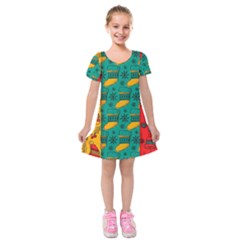 Hand Drawn Christmas Pattern Collection Pattern Kids  Short Sleeve Velvet Dress by Vaneshart