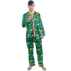 Hand Drawn Christmas Pattern Collection Pattern Men s Satin Pajamas Long Pants Set