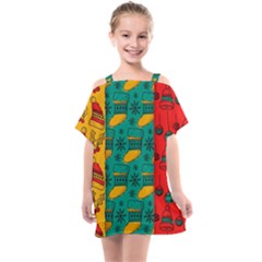 Hand Drawn Christmas Pattern Collection Pattern Kids  One Piece Chiffon Dress by Vaneshart