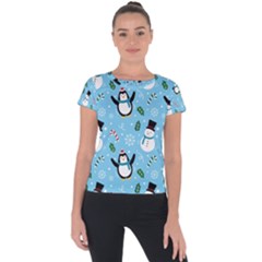 Colorful Funny Christmas Pattern Cartoon Short Sleeve Sports Top  by Vaneshart