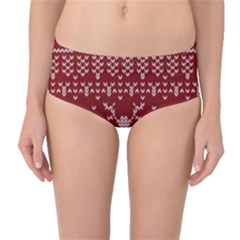 Beautiful Knitted Christmas Pattern Red Mid-waist Bikini Bottoms by Vaneshart