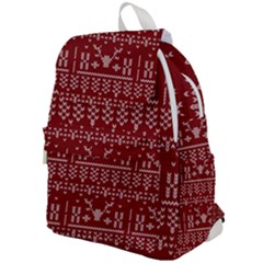 Beautiful Knitted Christmas Pattern Red Top Flap Backpack by Vaneshart