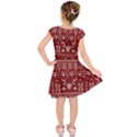 Beautiful Knitted Christmas Pattern Red Kids  Short Sleeve Dress View2