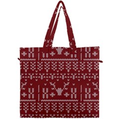 Beautiful Knitted Christmas Pattern Red Canvas Travel Bag by Vaneshart