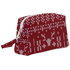 Beautiful Knitted Christmas Pattern Red Wristlet Pouch Bag (large) by Vaneshart