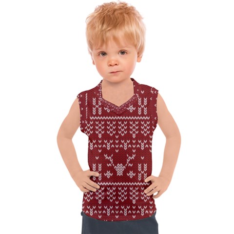 Beautiful Knitted Christmas Pattern Red Kids  Sport Tank Top by Vaneshart