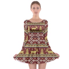 Beautiful Knitted Christmas Pattern Xmas Long Sleeve Skater Dress by Vaneshart