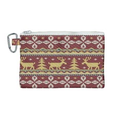 Beautiful Knitted Christmas Pattern Xmas Canvas Cosmetic Bag (medium) by Vaneshart