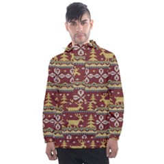 Beautiful Knitted Christmas Pattern Xmas Men s Front Pocket Pullover Windbreaker by Vaneshart