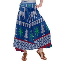 Knitted Christmas Pattern Satin Palazzo Pants