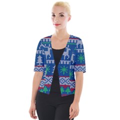 Knitted Christmas Pattern Cropped Button Cardigan by Vaneshart