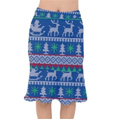 Knitted Christmas Pattern Short Mermaid Skirt by Vaneshart