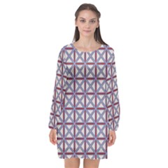 Df Donos Grid Long Sleeve Chiffon Shift Dress  by deformigo