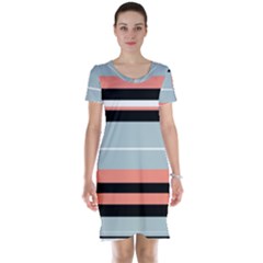 Bandes Orange/bleu/noir Short Sleeve Nightdress