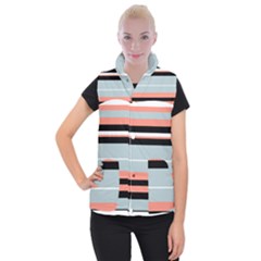 Bandes Orange/bleu/noir Women s Button Up Vest by kcreatif