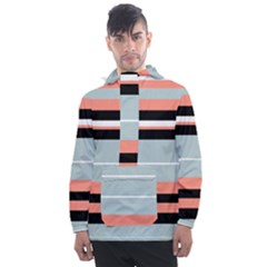 Bandes Orange/bleu/noir Men s Front Pocket Pullover Windbreaker by kcreatif