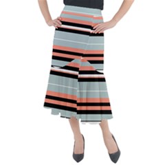 Bandes Orange/bleu/noir Midi Mermaid Skirt