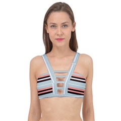 Bandes Orange/bleu/noir Cage Up Bikini Top