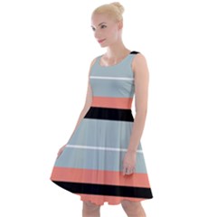 Bandes Orange/bleu/noir Knee Length Skater Dress