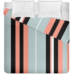 Bandes Orange/bleu/noir Duvet Cover Double Side (king Size) by kcreatif