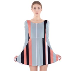 Bandes Orange/bleu/noir Long Sleeve Velvet Skater Dress