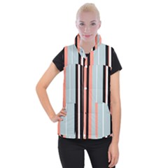 Bandes Orange/bleu/noir Women s Button Up Vest by kcreatif