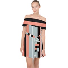 Bandes Orange/bleu/noir Off Shoulder Chiffon Dress by kcreatif