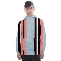 Bandes Orange/bleu/noir Men s Front Pocket Pullover Windbreaker by kcreatif