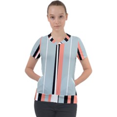 Bandes Orange/bleu/noir Short Sleeve Zip Up Jacket by kcreatif