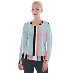 Bandes Orange/bleu/noir Velour Zip Up Jacket by kcreatif