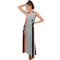 Bandes Orange/Bleu/Noir V-Neck Chiffon Maxi Dress View1