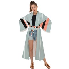 Bandes Orange/bleu/noir Maxi Kimono