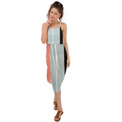 Bandes Orange/bleu/noir Waist Tie Cover Up Chiffon Dress