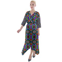 Ab 169 Quarter Sleeve Wrap Front Maxi Dress