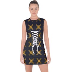 Df Ikonos Quanika Lace Up Front Bodycon Dress by deformigo