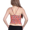 Coral Floral Paisley Spaghetti Strap Bra Top View2