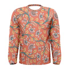 Coral Floral Paisley Men s Long Sleeve Tee