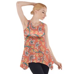 Coral Floral Paisley Side Drop Tank Tunic by mccallacoulture