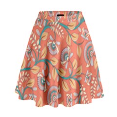 Coral Floral Paisley High Waist Skirt by mccallacoulture