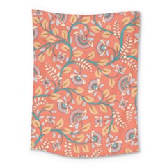 Coral Floral Paisley Medium Tapestry